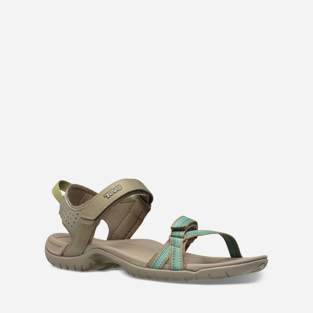 Teva Verra - Women's Teva Hiking Sandals - Grey / Olive | India (UTNJ13784)